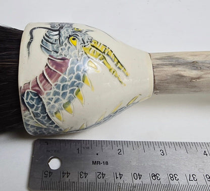 Premium Horsehair Brush with Dragon Ceramic Ferrule and Birch Driftwood Handle Paintbrushes Elizabeth Schowachert Art