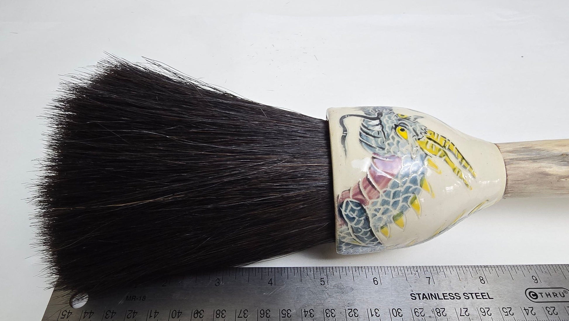 Premium Horsehair Brush with Dragon Ceramic Ferrule and Birch Driftwood Handle Paintbrushes Elizabeth Schowachert Art