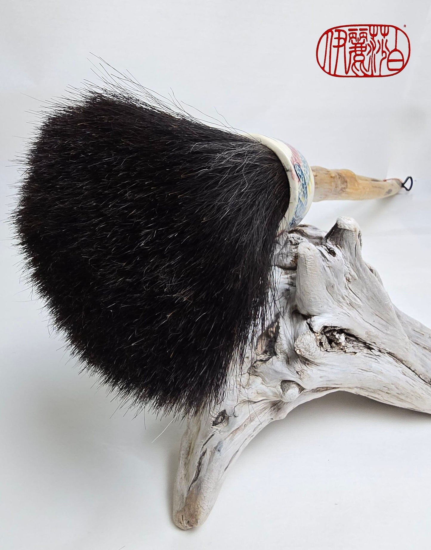 Premium Horsehair Brush with Dragon Ceramic Ferrule and Birch Driftwood Handle Paintbrushes Elizabeth Schowachert Art