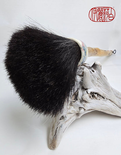 Premium Horsehair Brush with Dragon Ceramic Ferrule and Birch Driftwood Handle Paintbrushes Elizabeth Schowachert Art