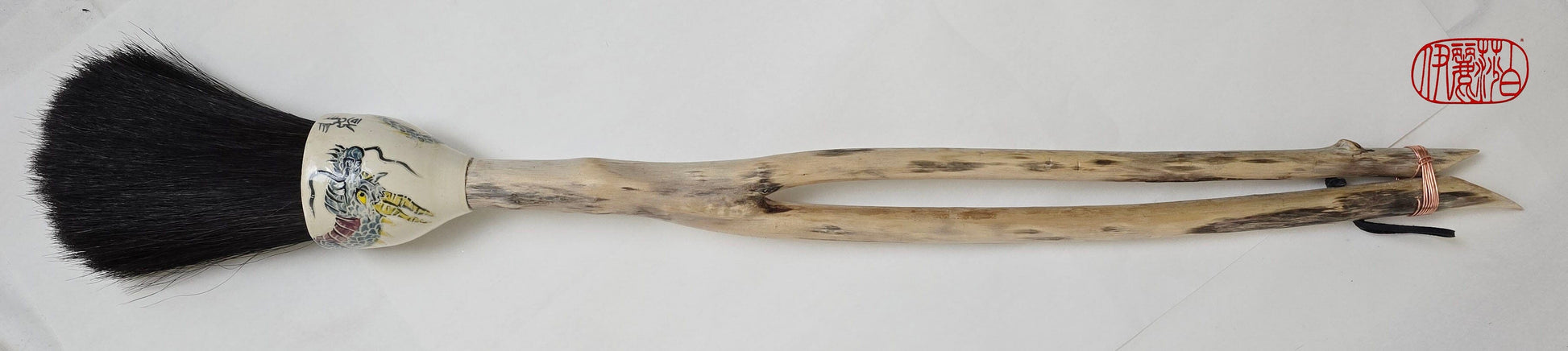 Premium Horsehair Brush with Dragon Ceramic Ferrule and Birch Driftwood Handle Paintbrushes Elizabeth Schowachert Art