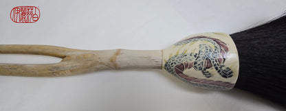 Premium Horsehair Brush with Dragon Ceramic Ferrule and Birch Driftwood Handle Paintbrushes Elizabeth Schowachert Art