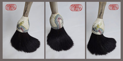 Premium Horsehair Brush with Dragon Ceramic Ferrule and Birch Driftwood Handle Paintbrushes Elizabeth Schowachert Art