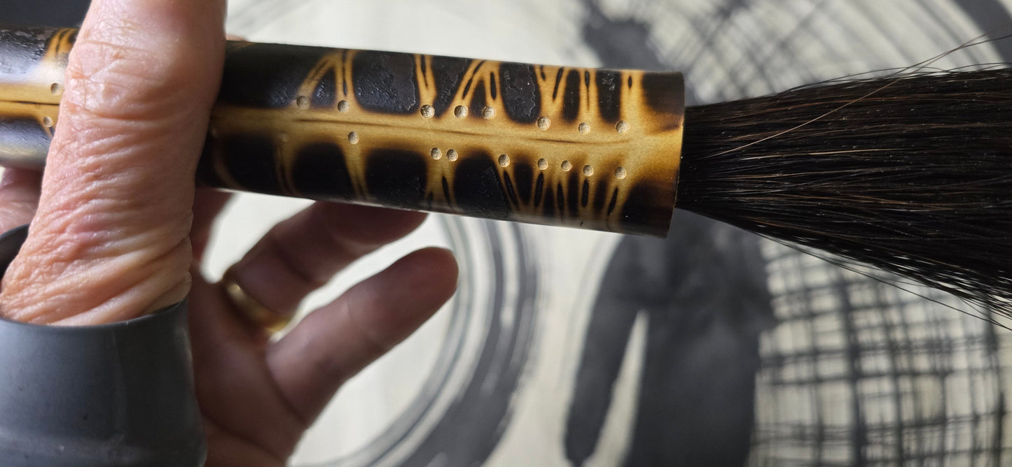 Premium Horsehair Sumi-e Brush with Burned Bamboo Handle Paintbrush Elizabeth Schowachert Art