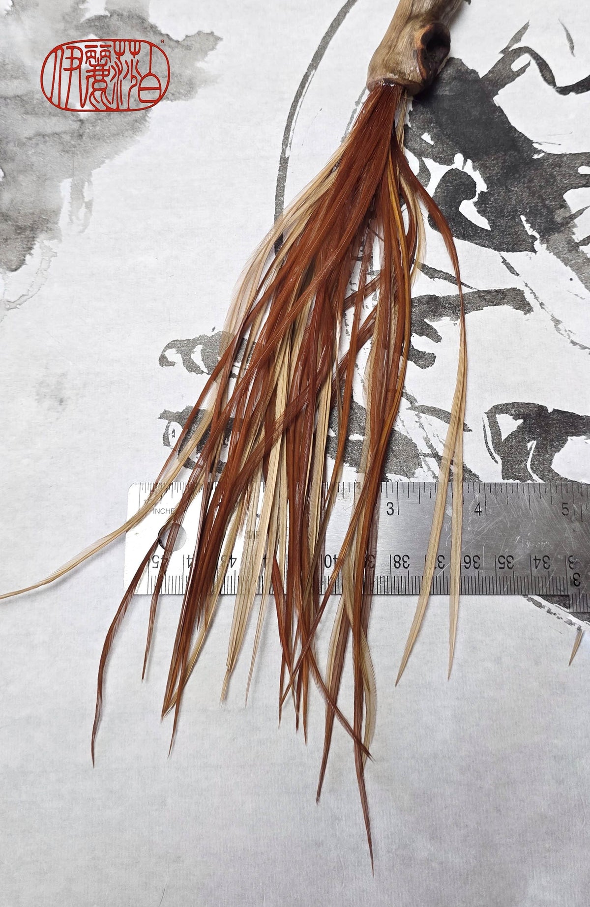 Premium Vintage Rooster Feather Brush with Driftwood Handle Paintbrushes Elizabeth Schowachert Art