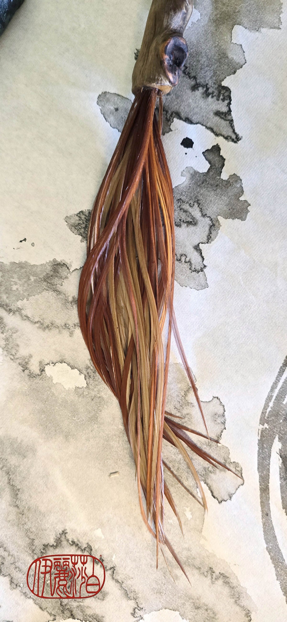 Premium Vintage Rooster Feather Brush with Driftwood Handle Paintbrushes Elizabeth Schowachert Art