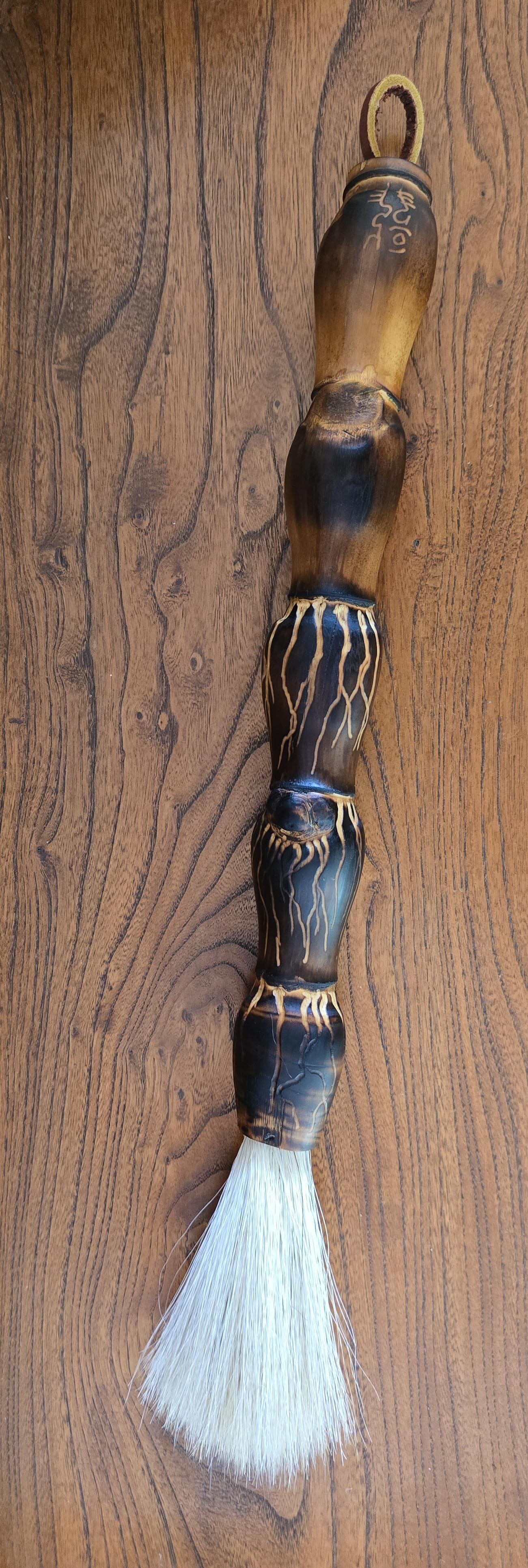 Premium White Horsehair Brush – Bamboo Handle with Engraved Design Paintbrushes Elizabeth Schowachert Art