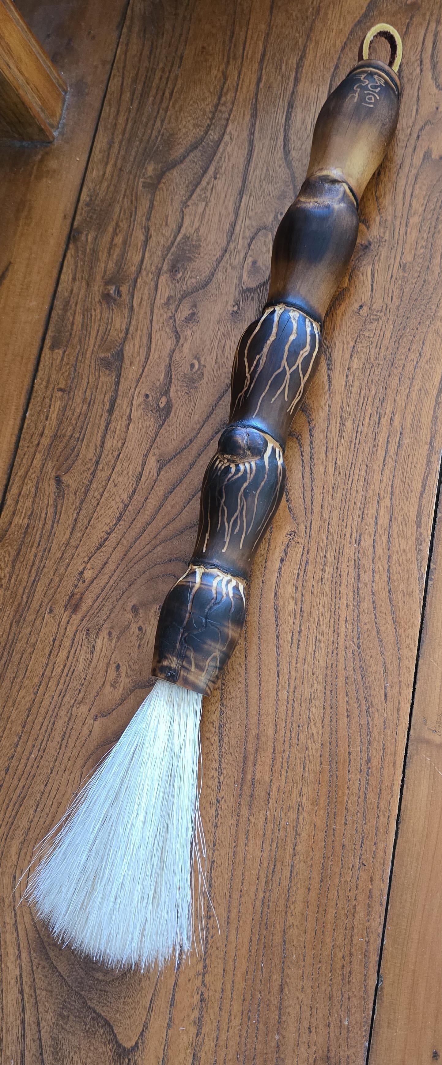 Premium White Horsehair Brush – Bamboo Handle with Engraved Design Paintbrushes Elizabeth Schowachert Art