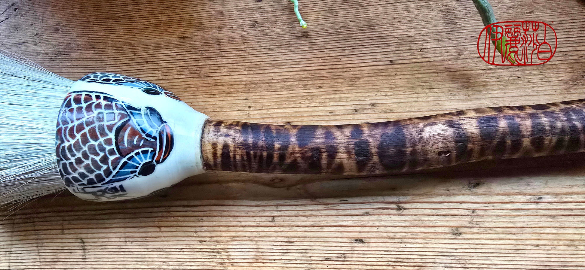 Premium White Horsehair Brush with Ceramic Ferrule and Driftwood Handle Paintbrushes Elizabeth Schowachert Art