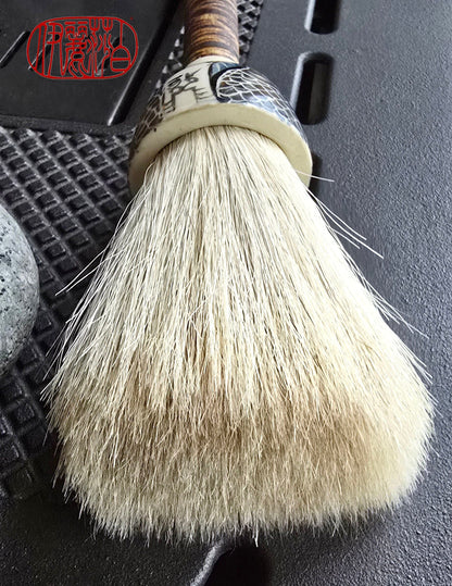 Premium White Horsehair Brush with Ceramic Ferrule and Driftwood Handle Paintbrushes Elizabeth Schowachert Art