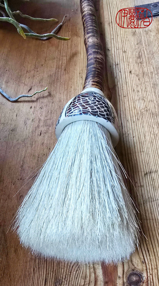 Premium White Horsehair Brush with Ceramic Ferrule and Driftwood Handle Paintbrushes Elizabeth Schowachert Art