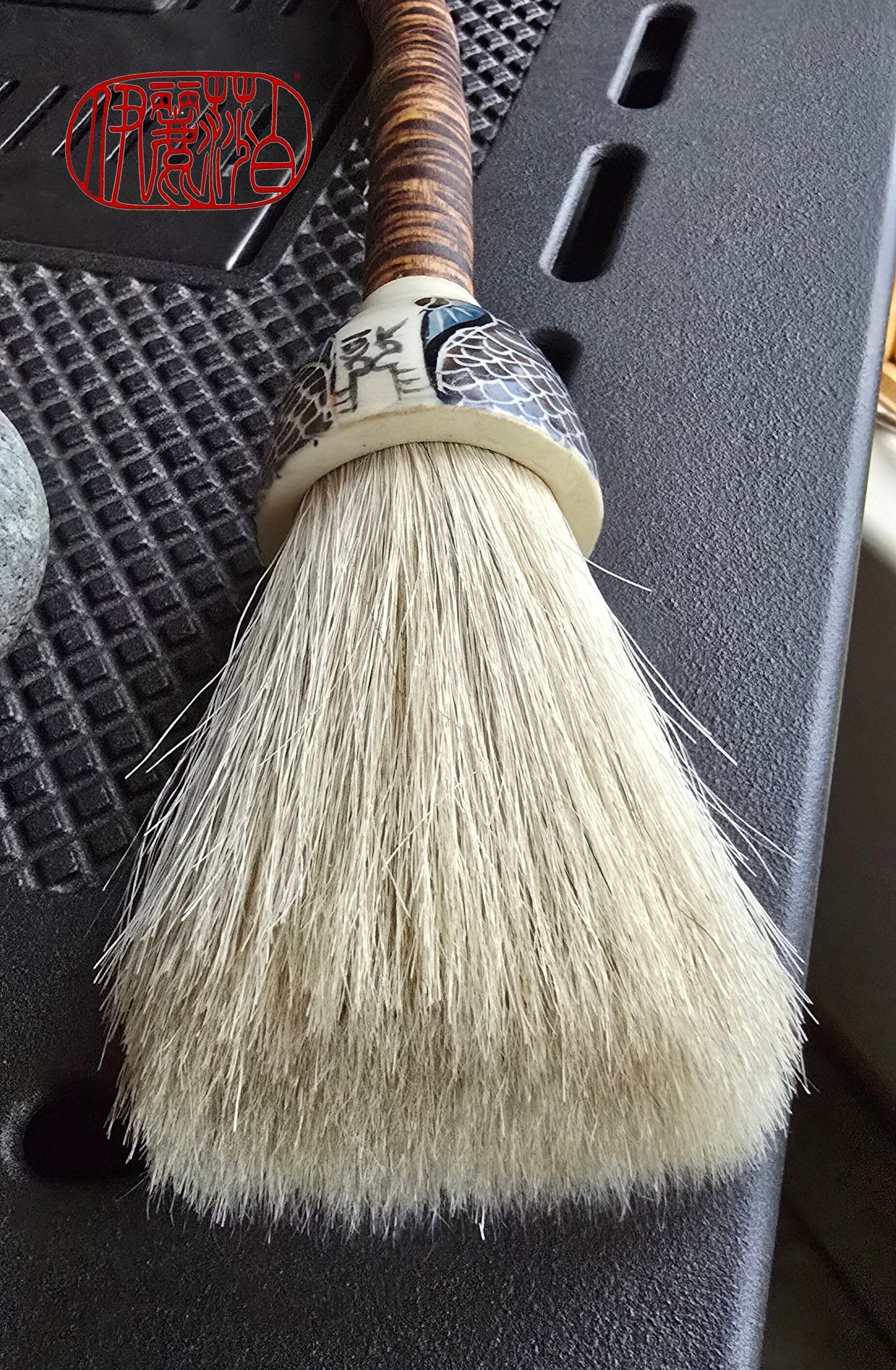 Premium White Horsehair Brush with Ceramic Ferrule and Driftwood Handle Paintbrushes Elizabeth Schowachert Art