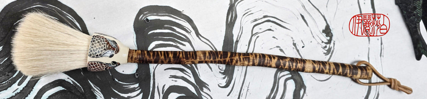 Premium White Horsehair Brush with Ceramic Ferrule and Driftwood Handle Paintbrushes Elizabeth Schowachert Art