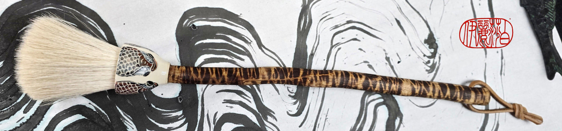 Premium White Horsehair Brush with Ceramic Ferrule and Driftwood Handle Paintbrushes Elizabeth Schowachert Art