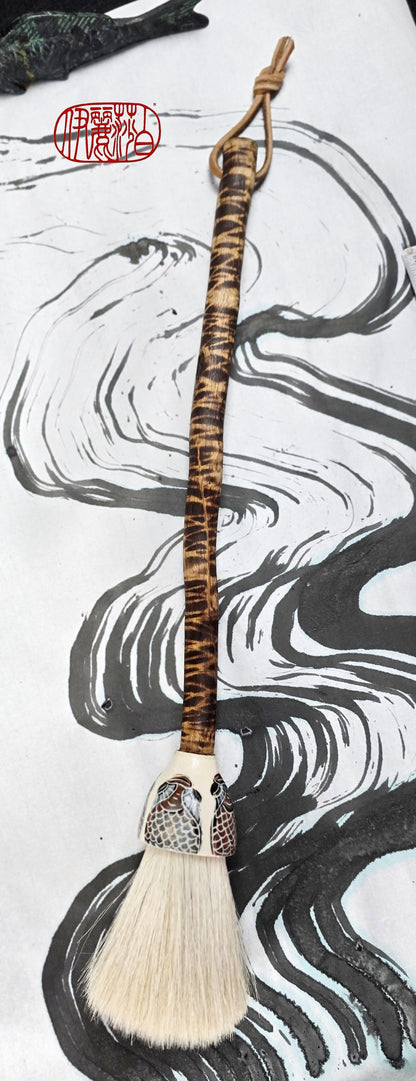 Premium White Horsehair Brush with Ceramic Ferrule and Driftwood Handle Paintbrushes Elizabeth Schowachert Art