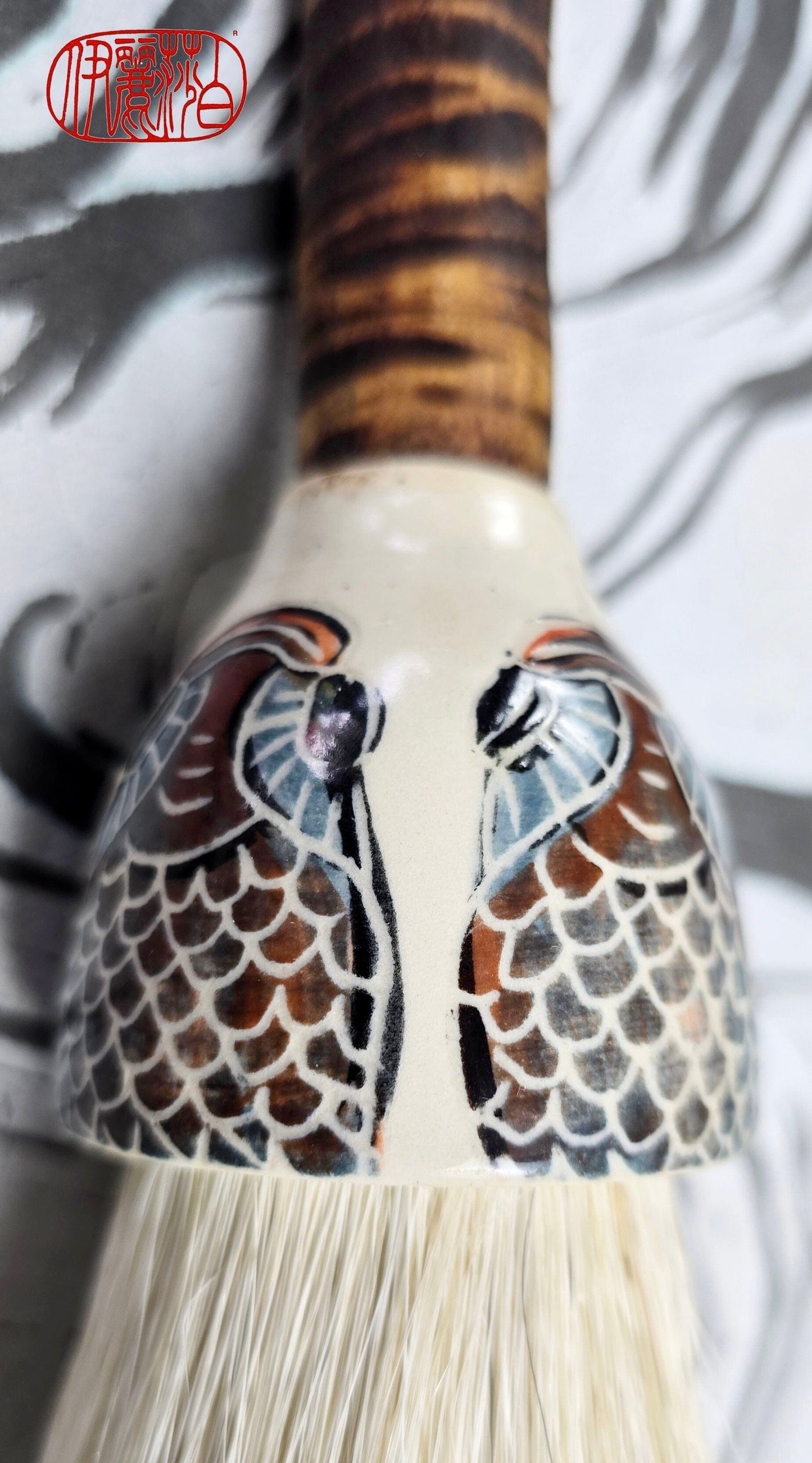 Premium White Horsehair Brush with Ceramic Ferrule and Driftwood Handle Paintbrushes Elizabeth Schowachert Art