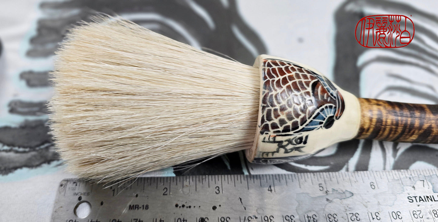Premium White Horsehair Brush with Ceramic Ferrule and Driftwood Handle Paintbrushes Elizabeth Schowachert Art