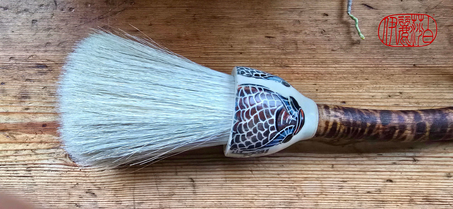 Premium White Horsehair Brush with Ceramic Ferrule and Driftwood Handle Paintbrushes Elizabeth Schowachert Art