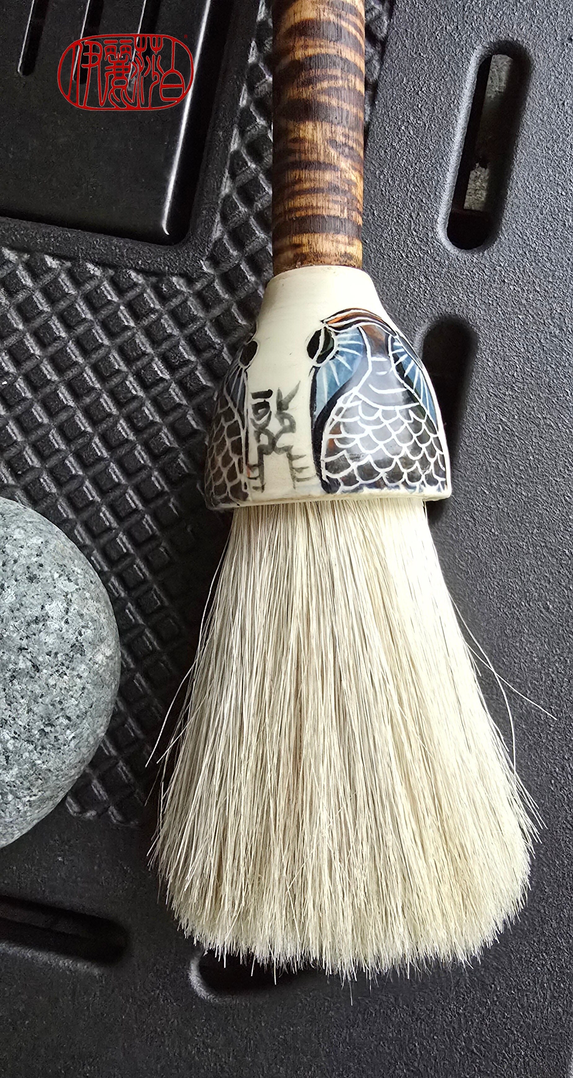Premium White Horsehair Brush with Ceramic Ferrule and Driftwood Handle Paintbrushes Elizabeth Schowachert Art
