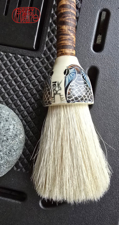 Premium White Horsehair Brush with Ceramic Ferrule and Driftwood Handle Paintbrushes Elizabeth Schowachert Art