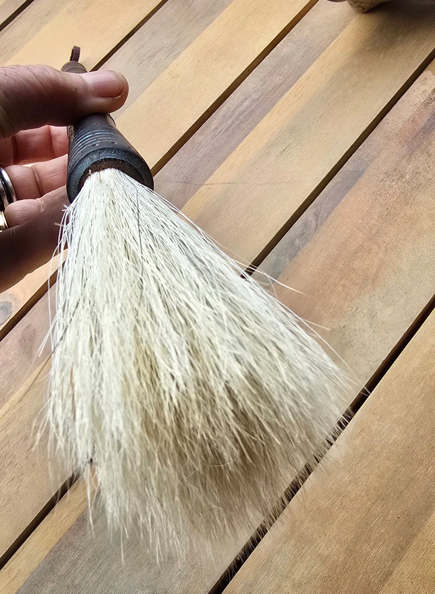 Premium White Horsehair Tapered Paint Brush – Antique Wooden Quill Bobbin Handle Paint brush Elizabeth Schowachert Art