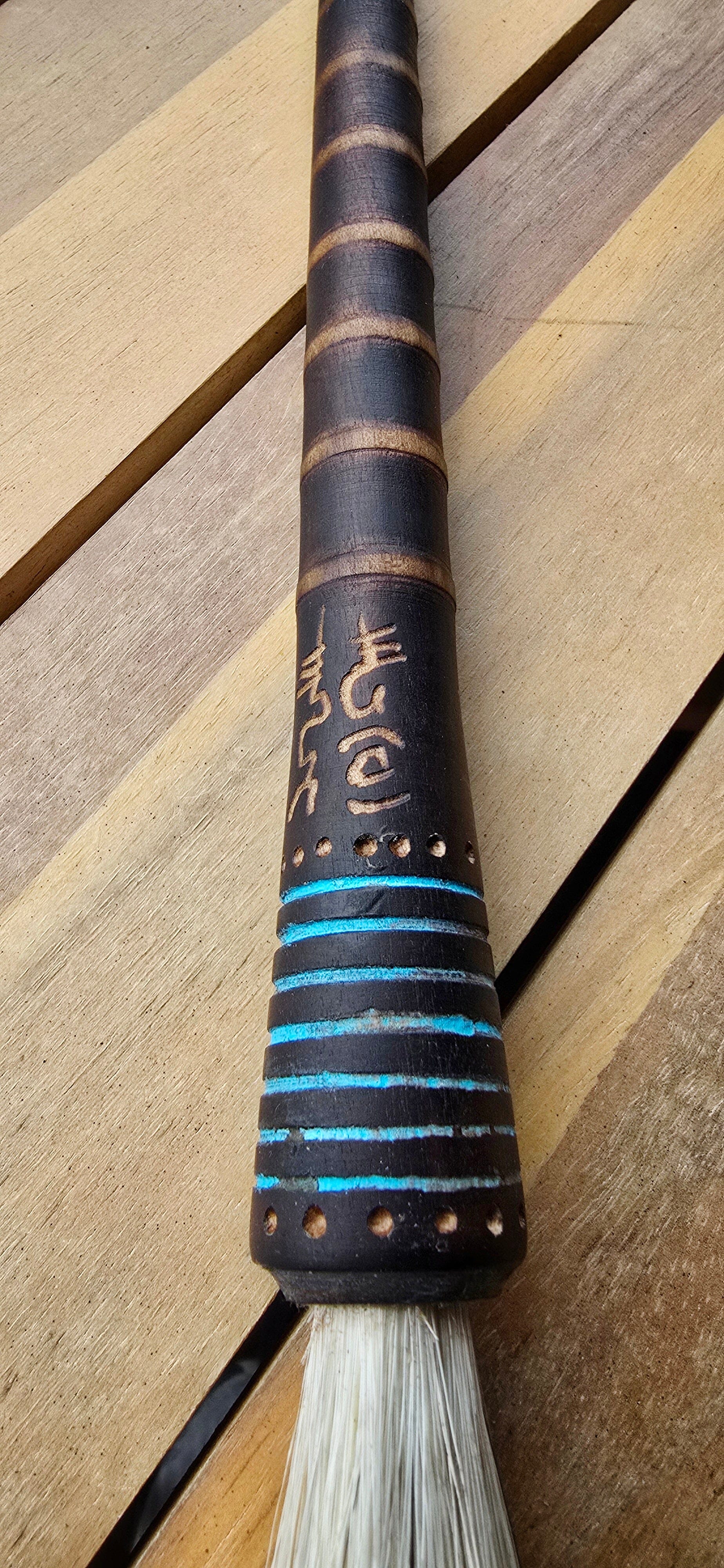 Premium White Horsehair Tapered Paint Brush – Antique Wooden Quill Bobbin Handle Paint brush Elizabeth Schowachert Art