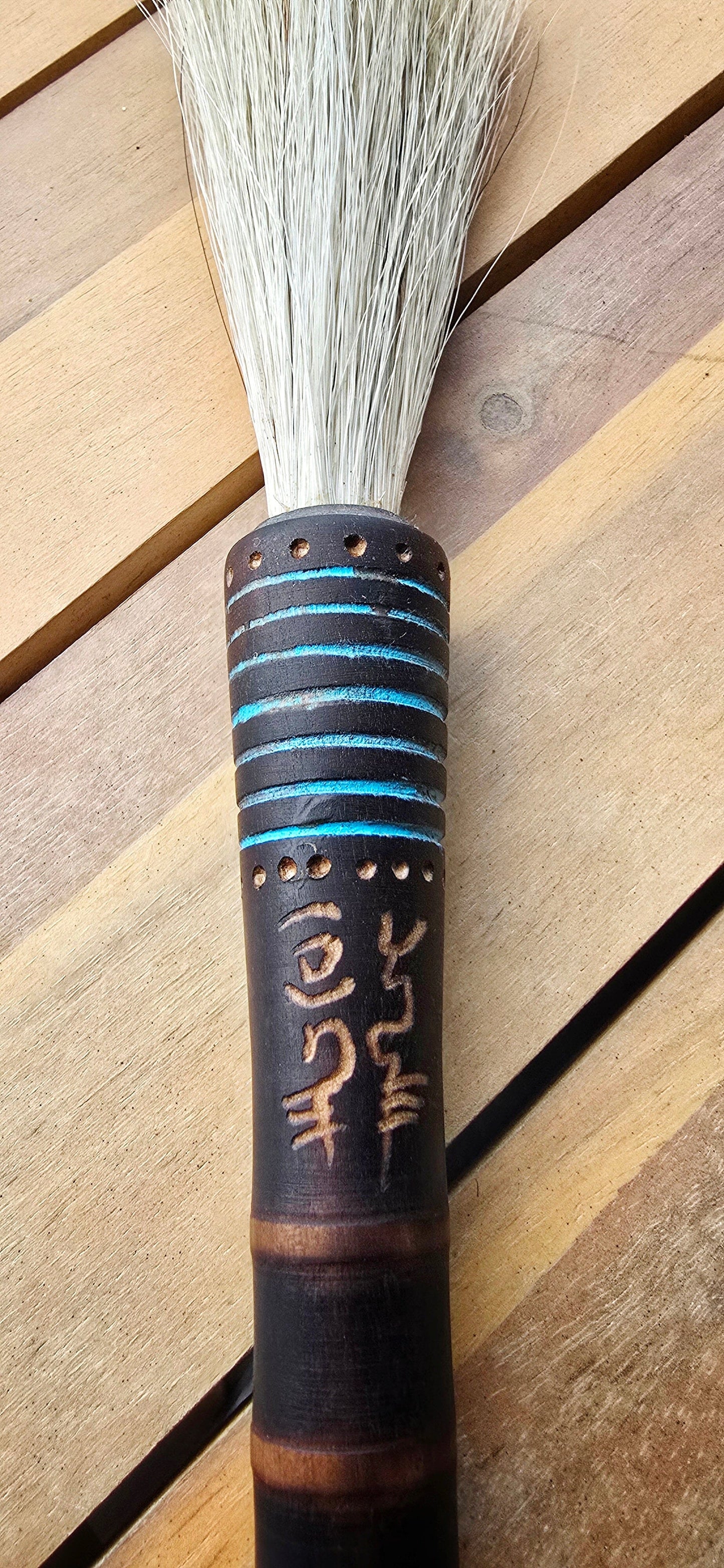 Premium White Horsehair Tapered Paint Brush – Antique Wooden Quill Bobbin Handle Paint brush Elizabeth Schowachert Art