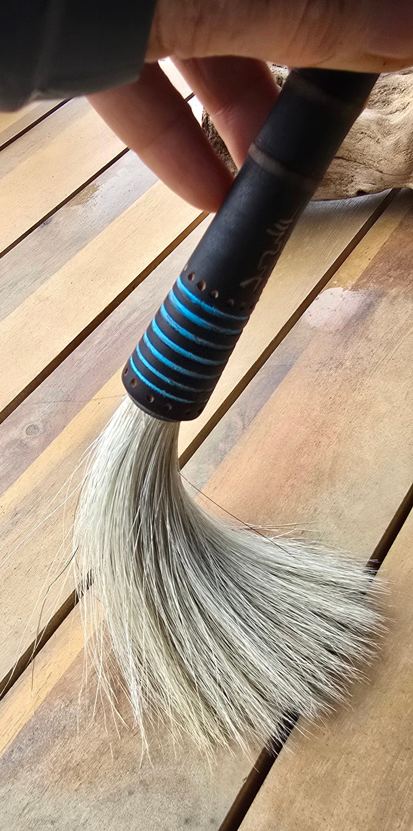 Premium White Horsehair Tapered Paint Brush – Antique Wooden Quill Bobbin Handle Paint brush Elizabeth Schowachert Art