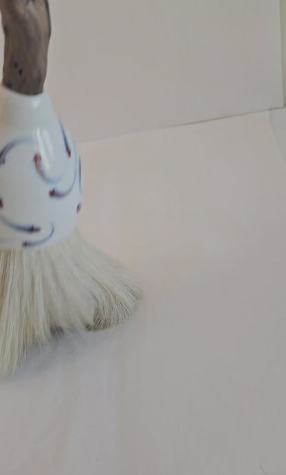 Large 5" White Horsehair Sumi-e Paint Brush With Driftwood Handle
