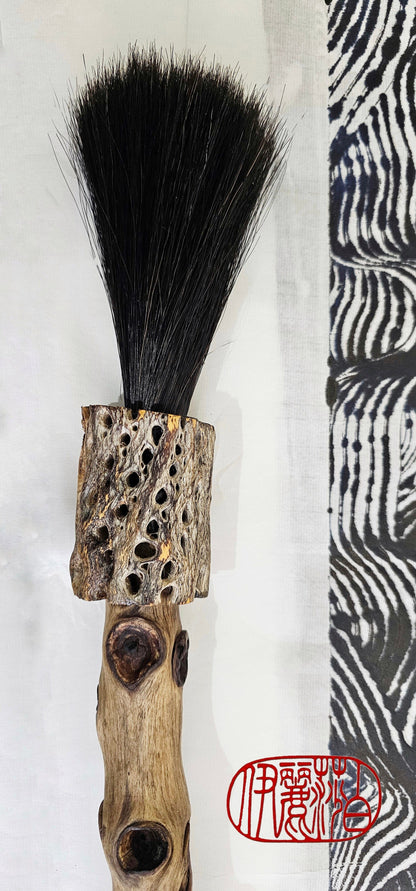 Professional Sumi-e Style Painter's Brush with Driftwood Handle and Cholla Cactus Ferrule Sumi-e Paintbrush Elizabeth Schowachert Art