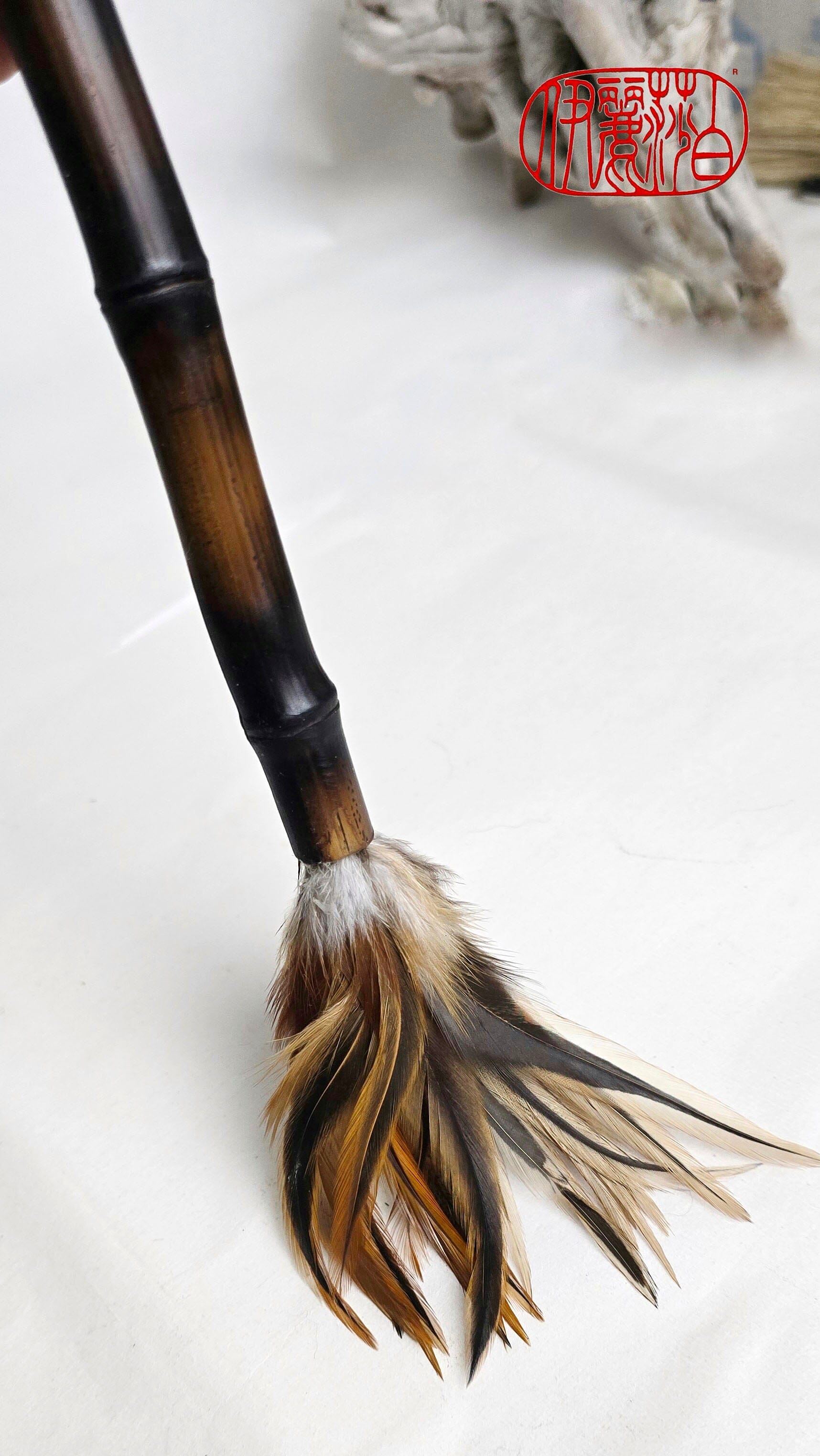 Rooster Feather Brush – Bamboo Handle Paintbrushes Elizabeth Schowachert Art