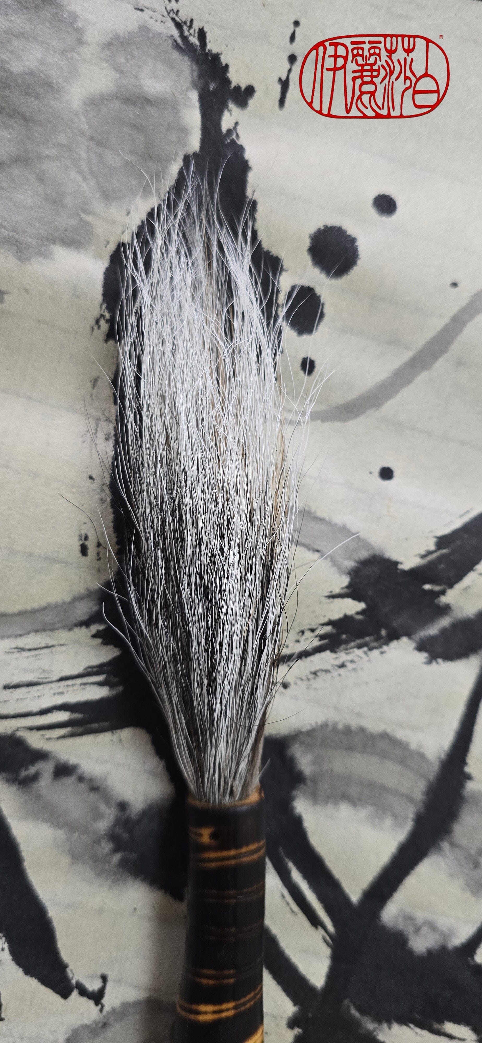 Skunk and Deer Bristle Sumi-e Brush – Long Bristle Bamboo Brush Paintbrush Elizabeth Schowachert Art