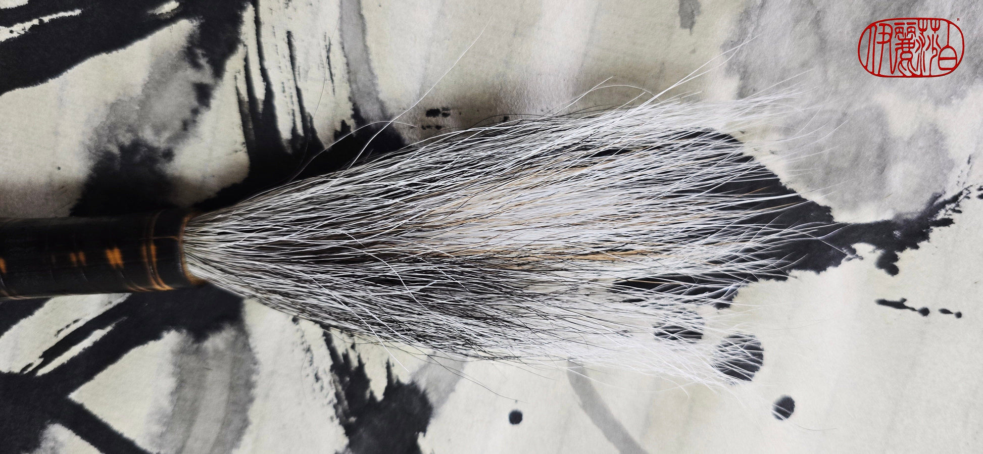Skunk and Deer Bristle Sumi-e Brush – Long Bristle Bamboo Brush Paintbrush Elizabeth Schowachert Art