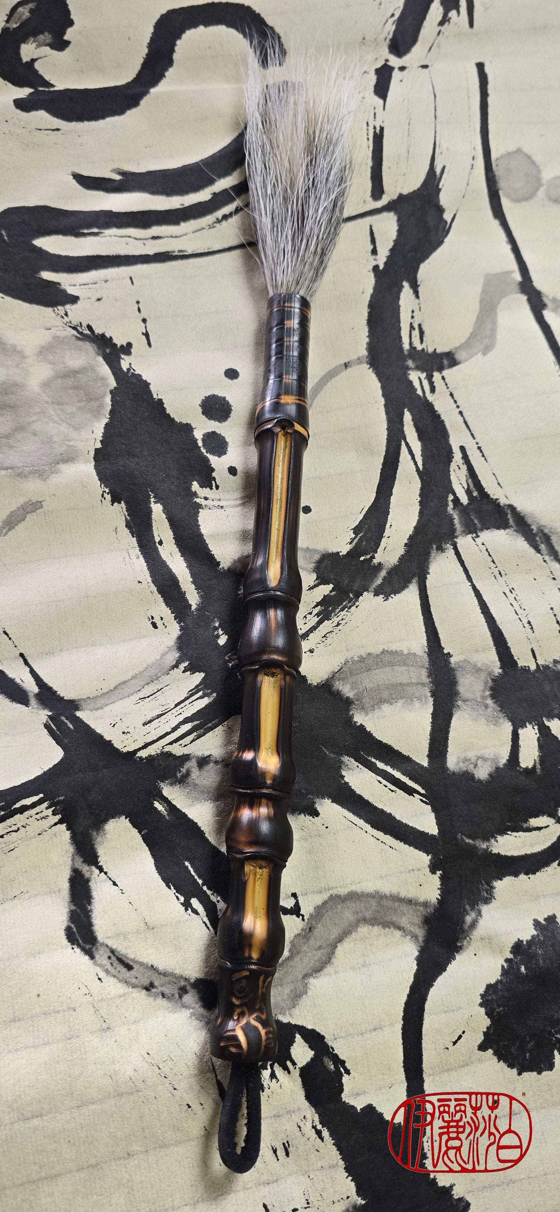 Skunk and Deer Bristle Sumi-e Brush – Long Bristle Bamboo Brush Paintbrush Elizabeth Schowachert Art
