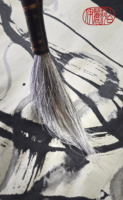 Skunk and Deer Bristle Sumi-e Brush – Long Bristle Bamboo Brush Paintbrush Elizabeth Schowachert Art