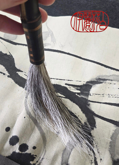 Skunk and Deer Bristle Sumi-e Brush – Long Bristle Bamboo Brush Paintbrush Elizabeth Schowachert Art