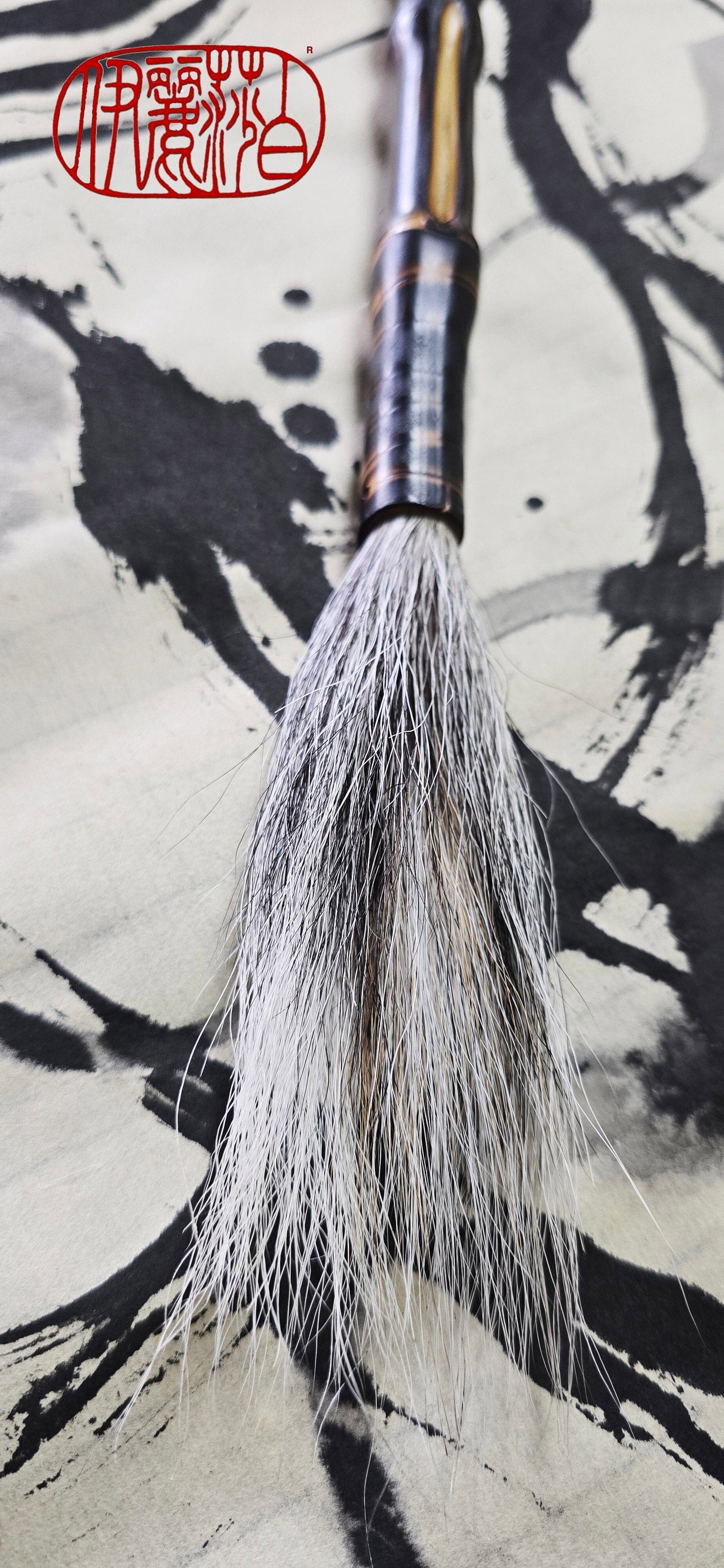 Skunk and Deer Bristle Sumi-e Brush – Long Bristle Bamboo Brush Paintbrush Elizabeth Schowachert Art