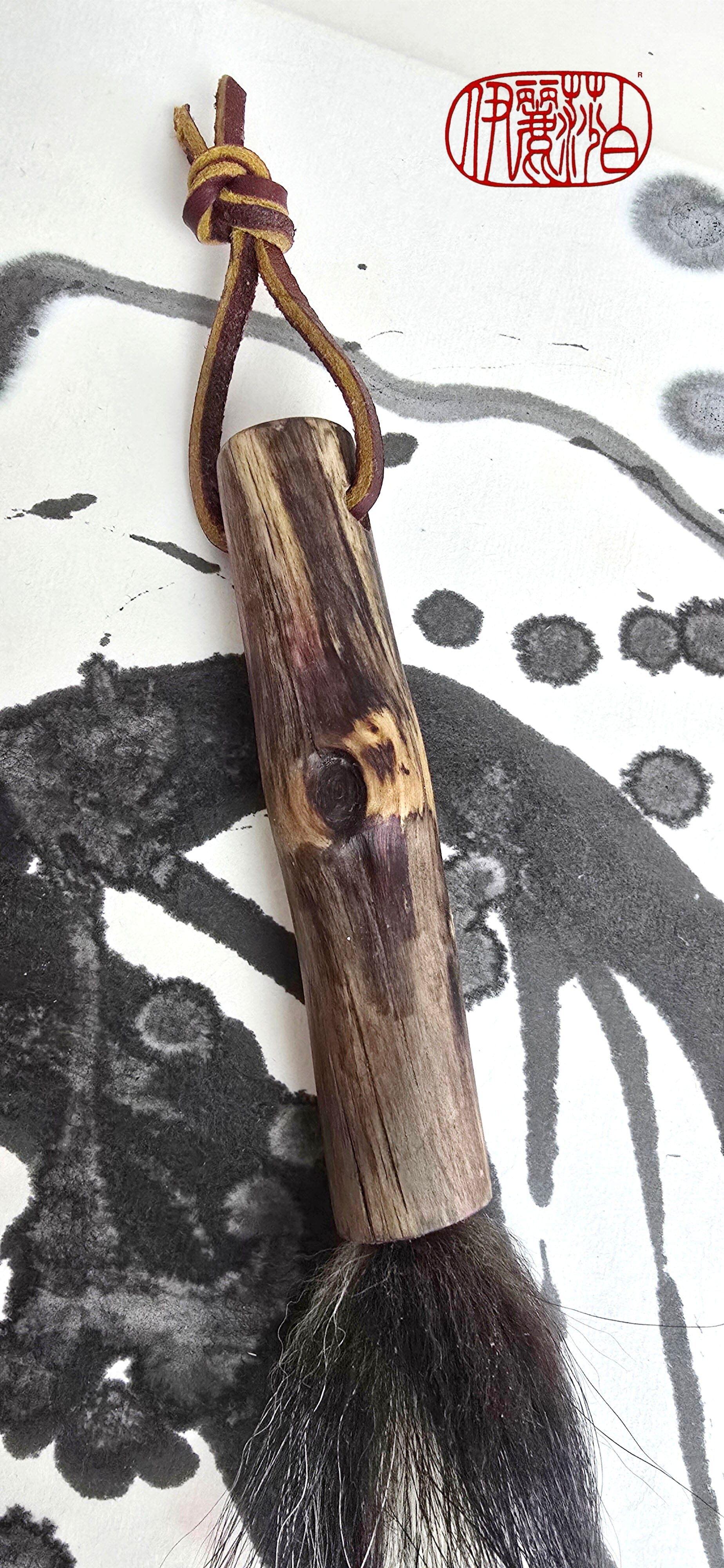 Skunk Bristle Brush – Birch Driftwood Handle Paintbrushes Elizabeth Schowachert Art