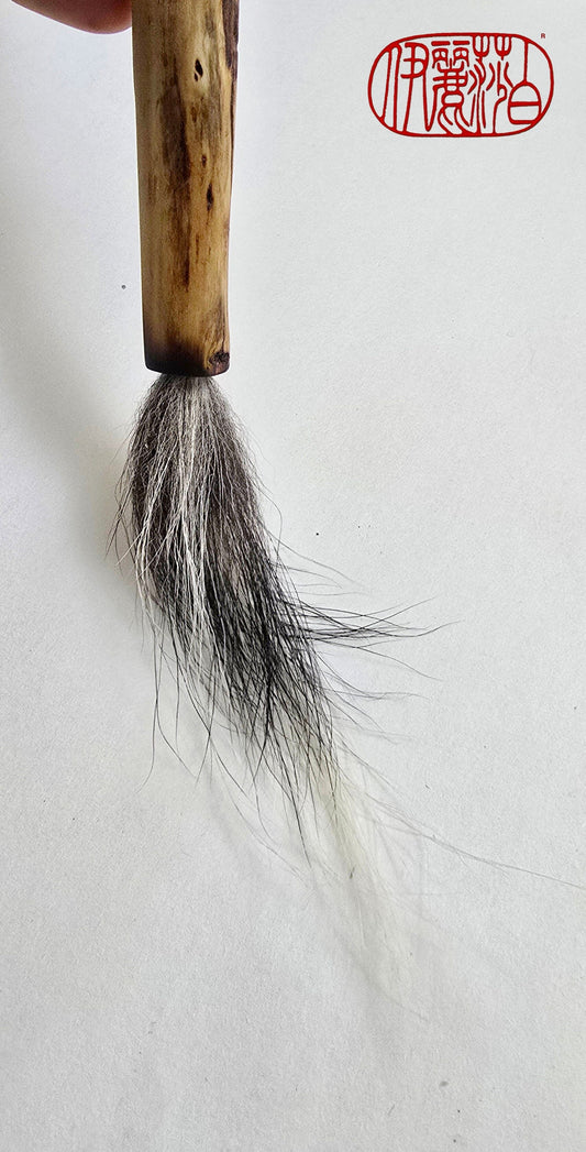 Skunk Bristle Brush with Birch Driftwood Handle Paintbrushes Elizabeth Schowachert Art