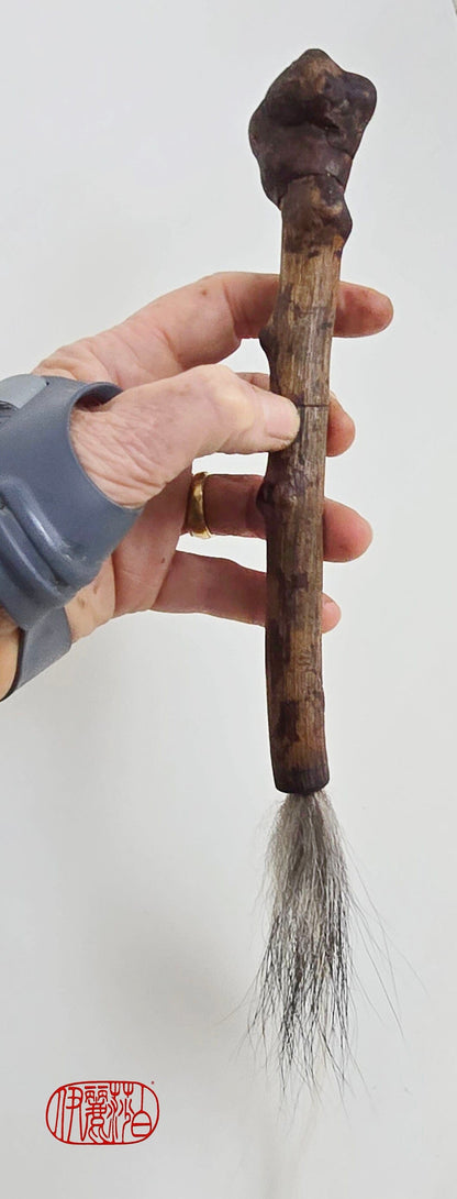 Skunk Bristle Brush with Driftwood Handle Paintbrushes Elizabeth Schowachert Art