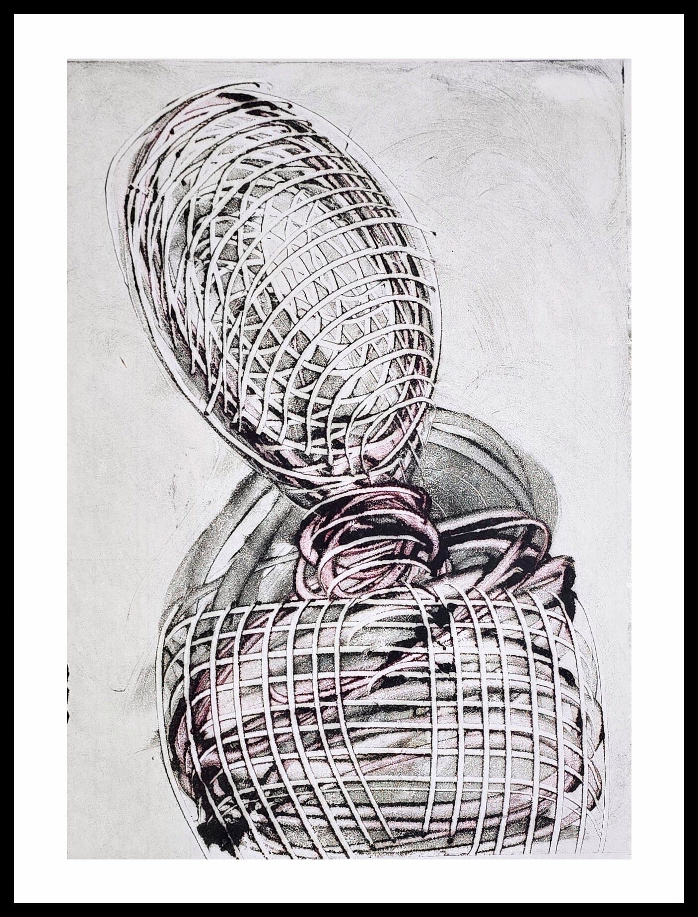 Under Constraint – Original Encaustic Monotype on Handmade Asian Paper Artwork Elizabeth Schowachert Art