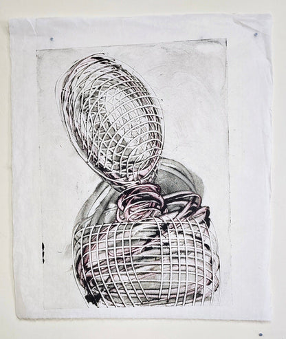 Under Constraint – Original Encaustic Monotype on Handmade Asian Paper Artwork Elizabeth Schowachert Art