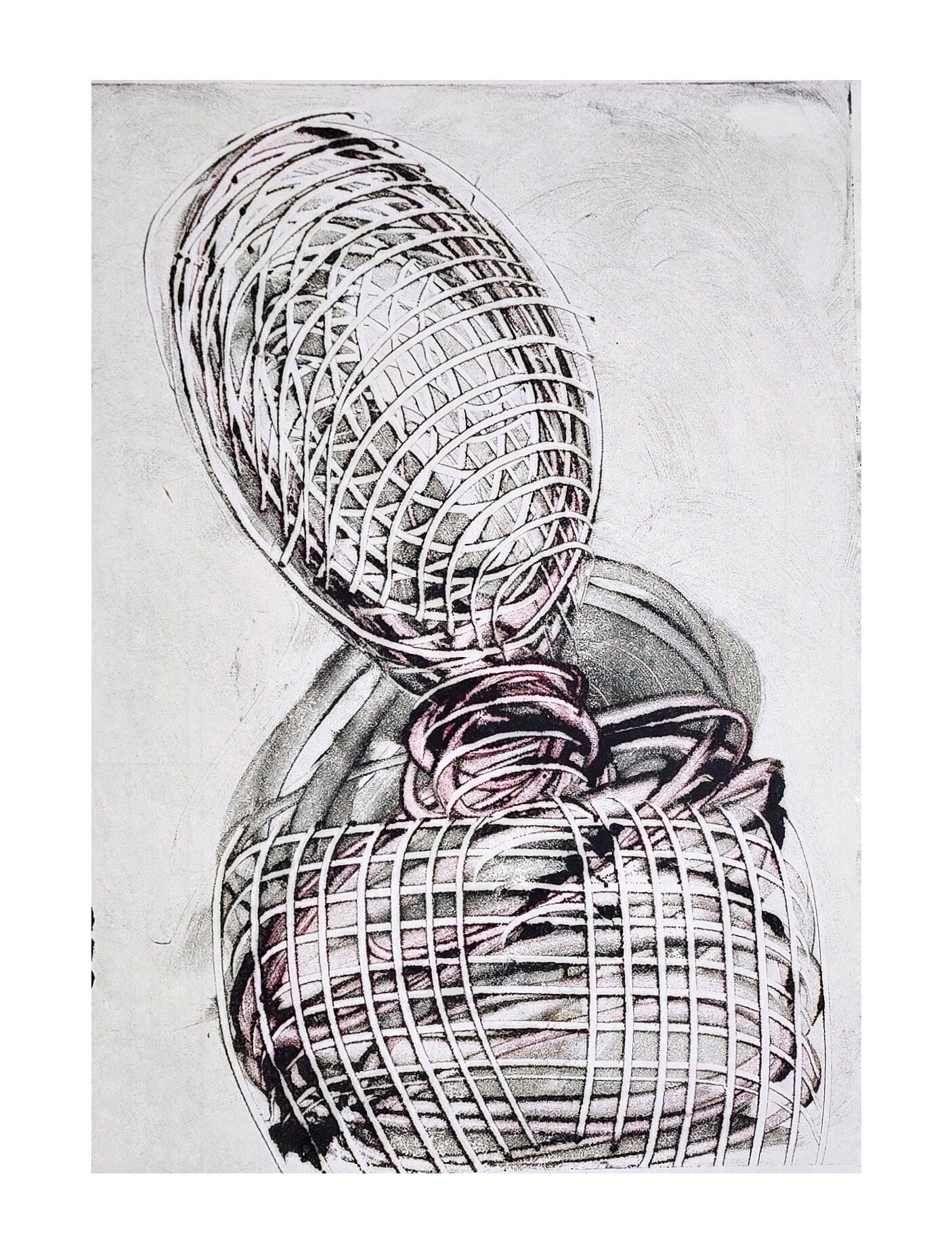 Under Constraint – Original Encaustic Monotype on Handmade Asian Paper Artwork Elizabeth Schowachert Art