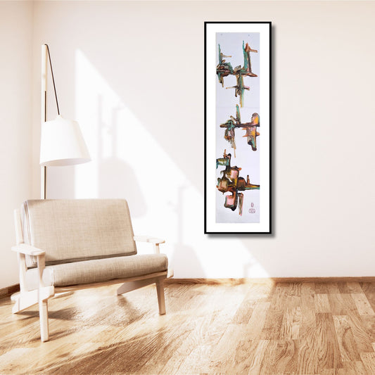 Vertical Composition No. 1, Encaustic Monotype on Handmade Asian Paper Artwork Elizabeth Schowachert Art