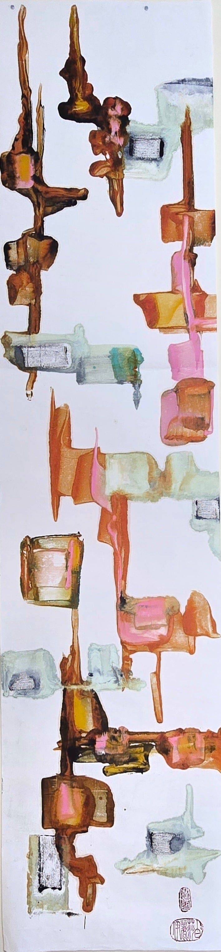 Vertical Composition No. 2 - Encaustic Monotype on Handmade Asian Paper Artwork Elizabeth Schowachert Art