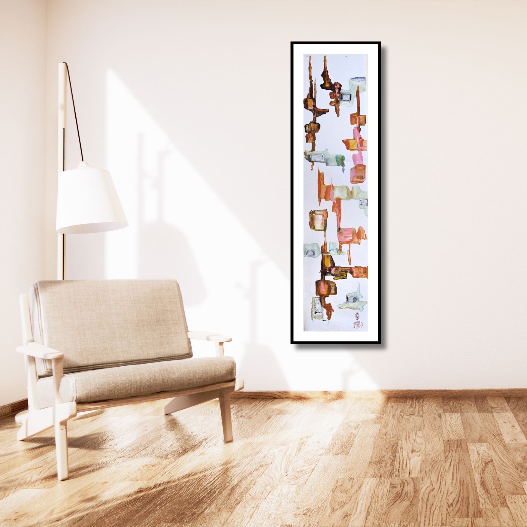 Vertical Composition No. 2 - Encaustic Monotype on Handmade Asian Paper Artwork Elizabeth Schowachert Art