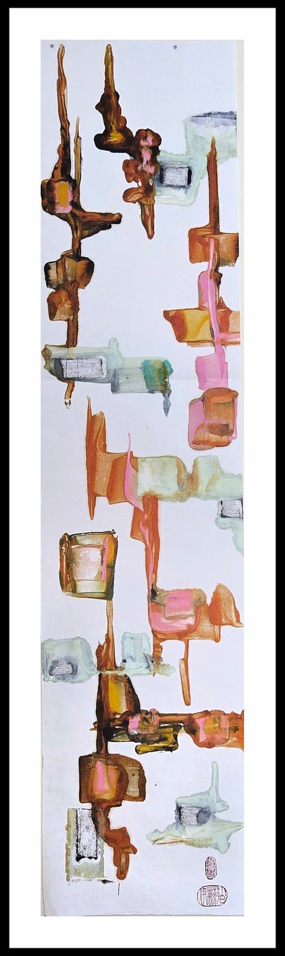 Vertical Composition No. 2 - Encaustic Monotype on Handmade Asian Paper Artwork Elizabeth Schowachert Art