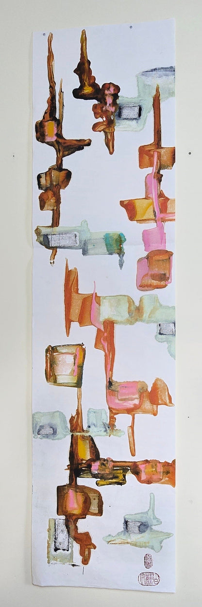 Vertical Composition No. 2 - Encaustic Monotype on Handmade Asian Paper Artwork Elizabeth Schowachert Art