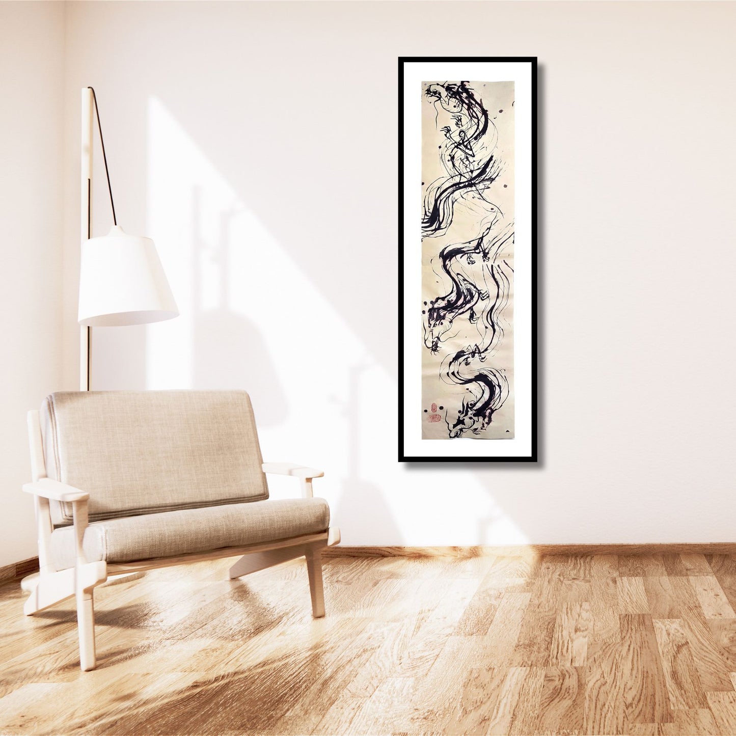 Vertical Composition No. 3 - Ink on Handmade Asian Paper Artwork Elizabeth Schowachert Art