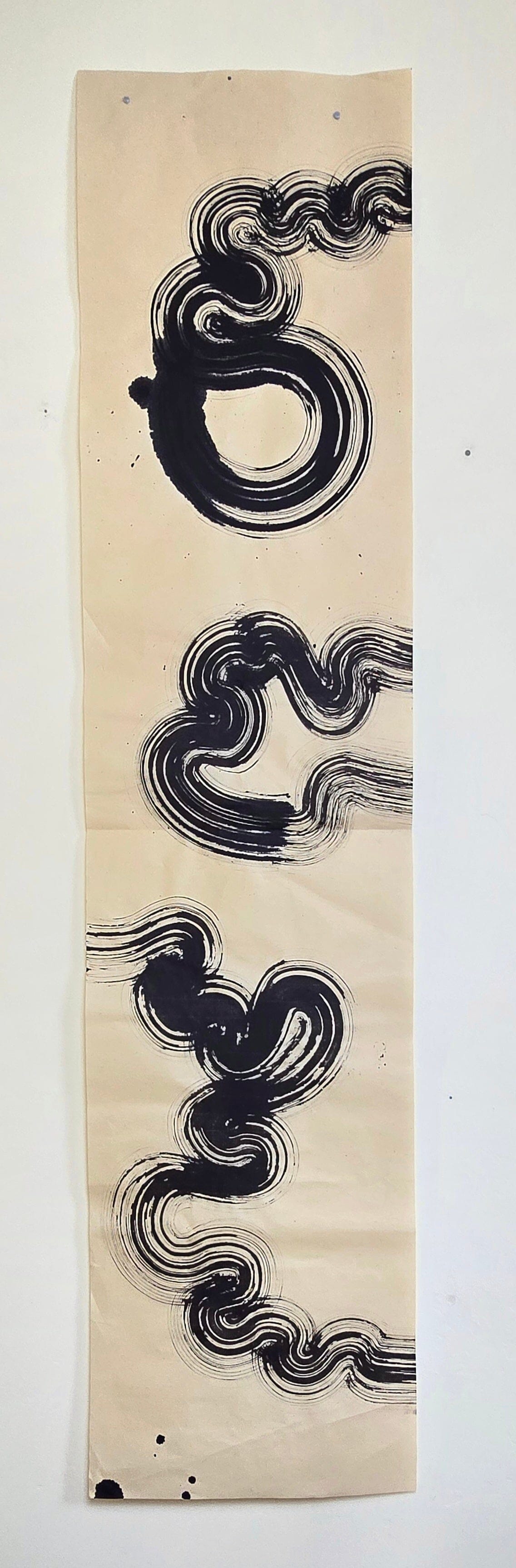 Vertical Gesture — Original Ink Scroll on Handmade Asian Paper Artwork Elizabeth Schowachert Art